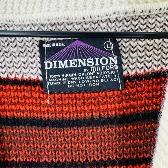 Dimensions Cardigan Sweater Large Belted Aztec Southwestern Knit Boho Wrap - Picture 3 of 6